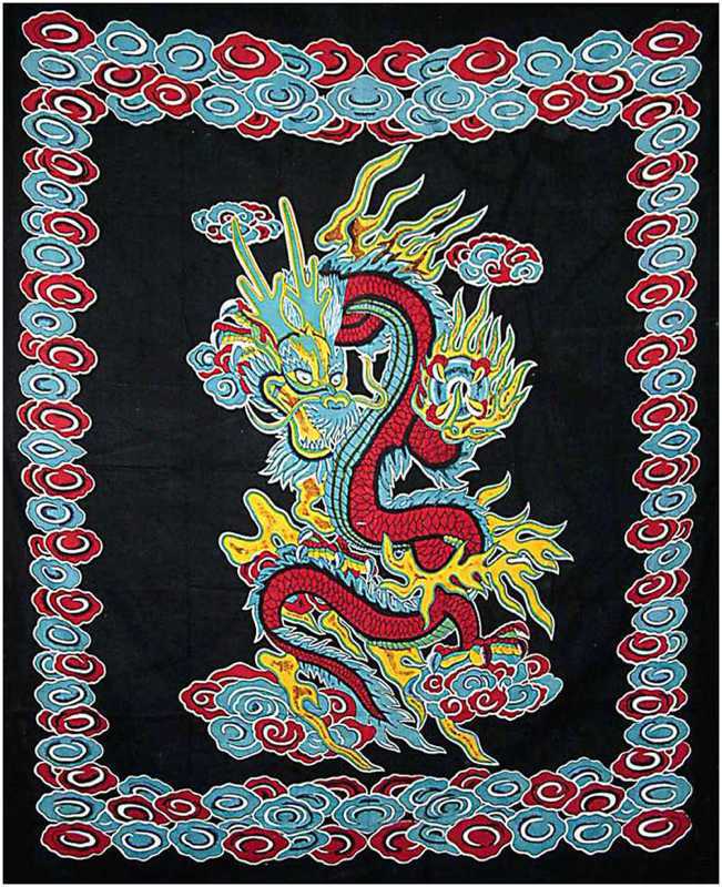 Tenture arabesk noir dragons