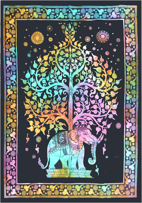 Tenture Mini Elephant Arbre de vie color