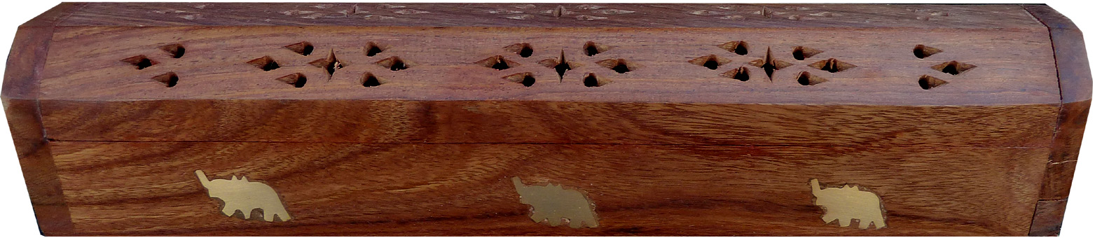 Porte encens hut en bois éléphant 30cm