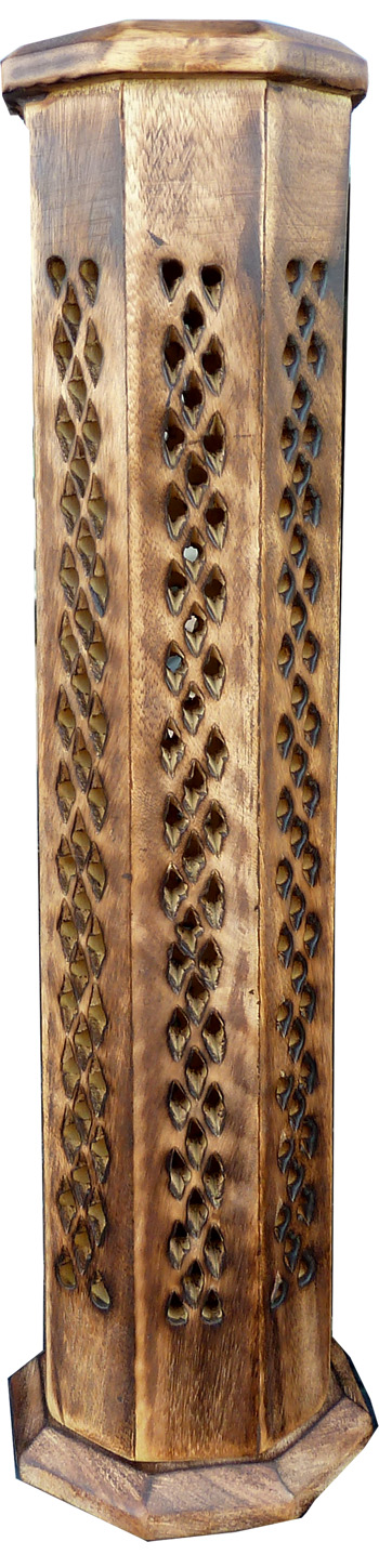 Porte encens tour octogonale antique ciselée 30cm